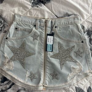 Carmar Light Blue Mini Skirt with Silver Stars